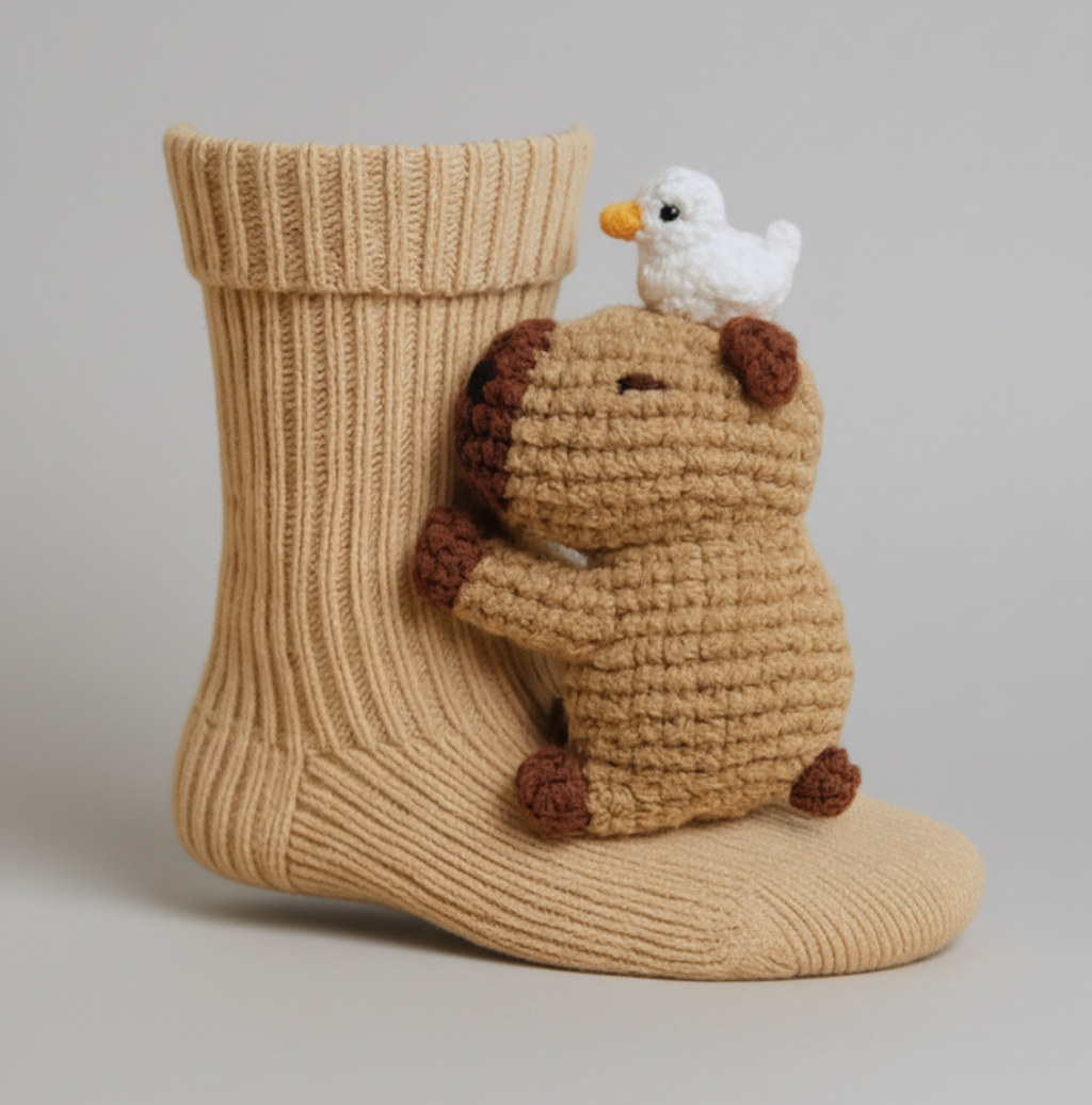Hugging Animal Plush Cozy Socks for Comfort and Warmth