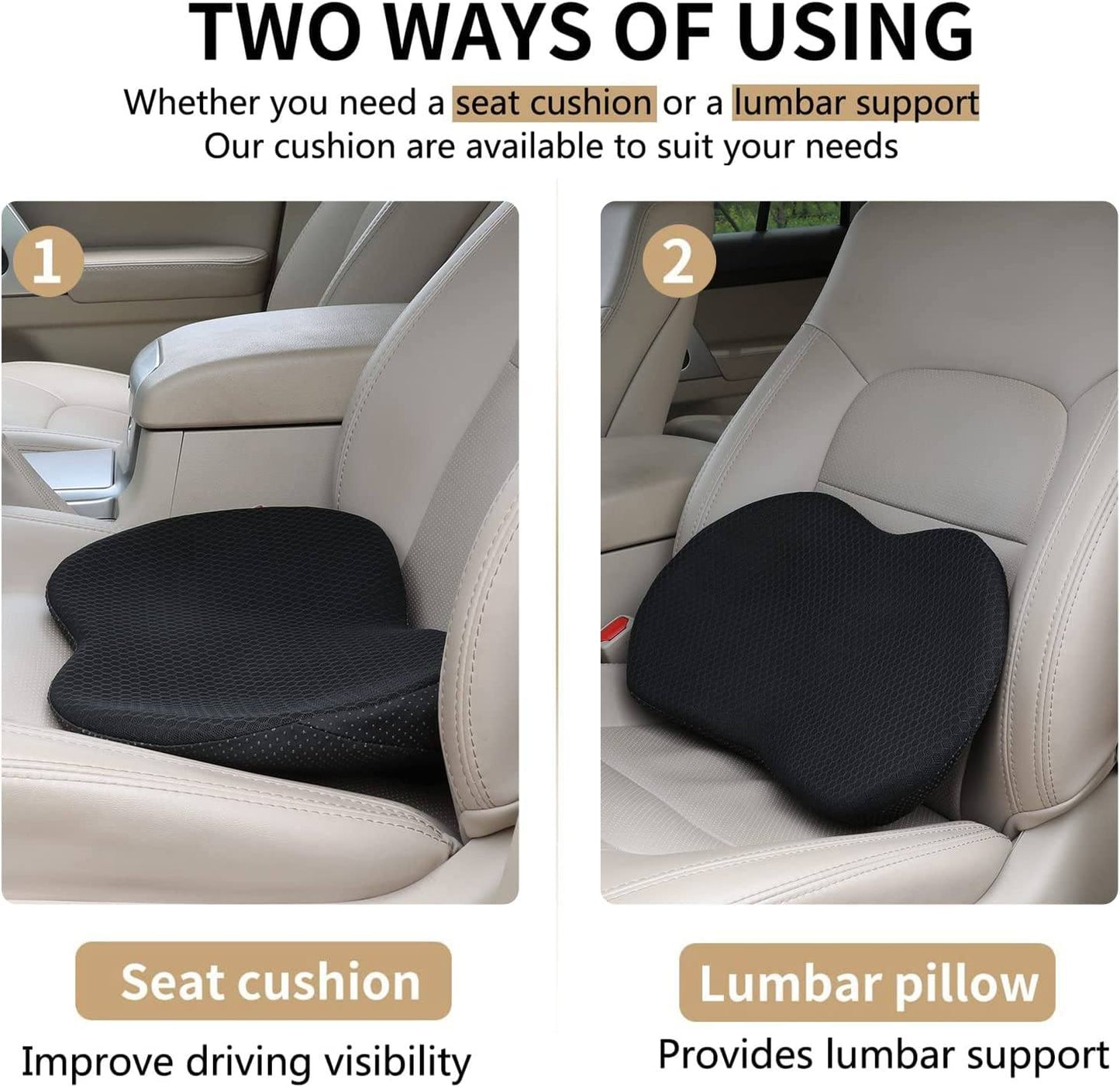 Memory Foam Car Booster Seat Cushion for Height and Comfort