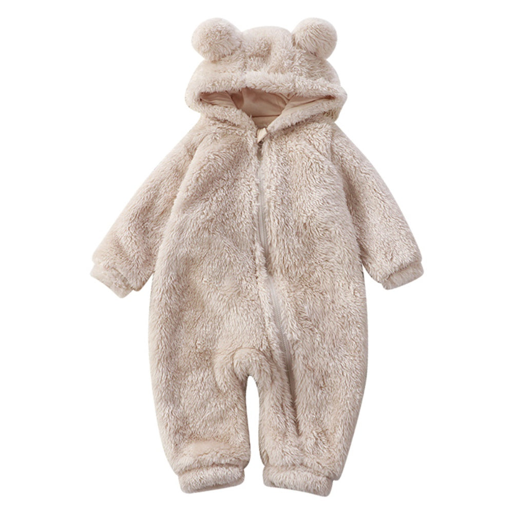 Cute Cartoon Bear Flannel Winter Baby Onesie