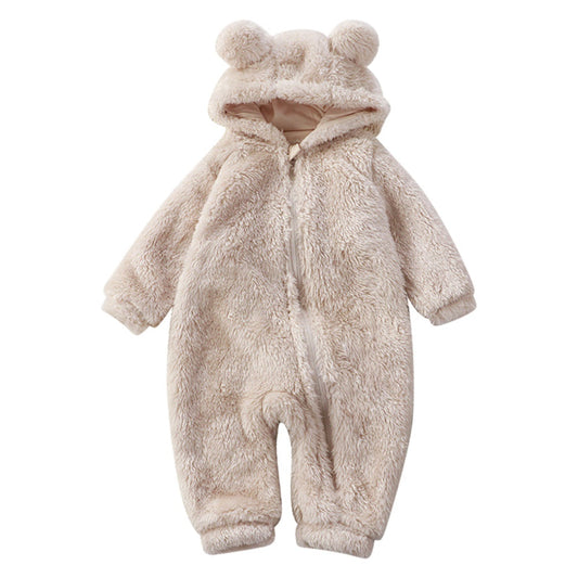 Cute Cartoon Bear Flannel Winter Baby Onesie