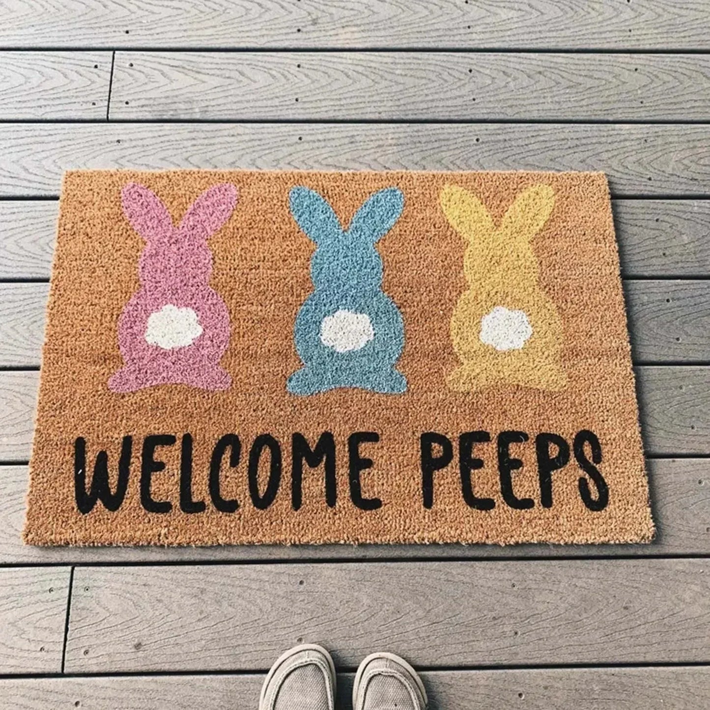 Non-Slip Cartoon Bunny Rabbit Doormat 24 x 16 Inch