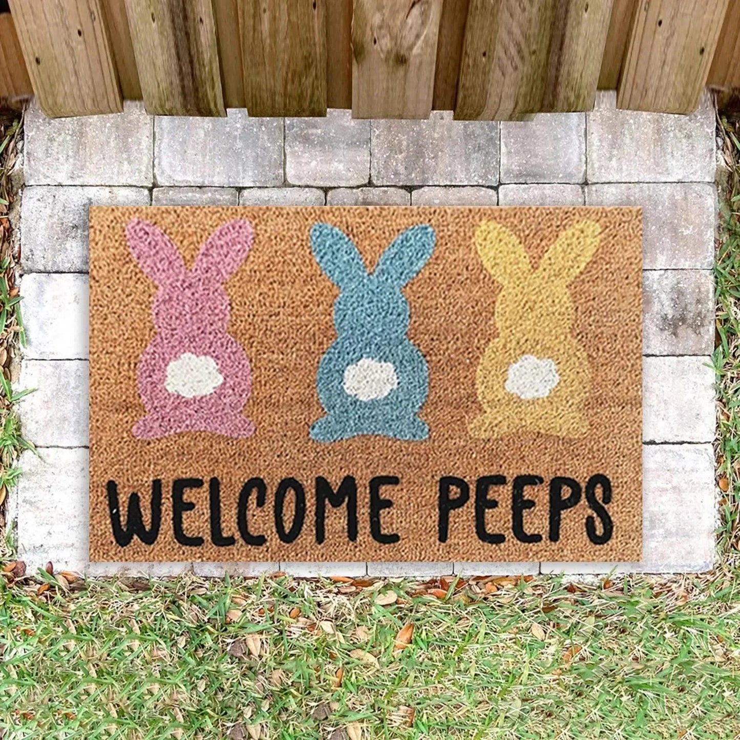 Non-Slip Cartoon Bunny Rabbit Doormat 24 x 16 Inch