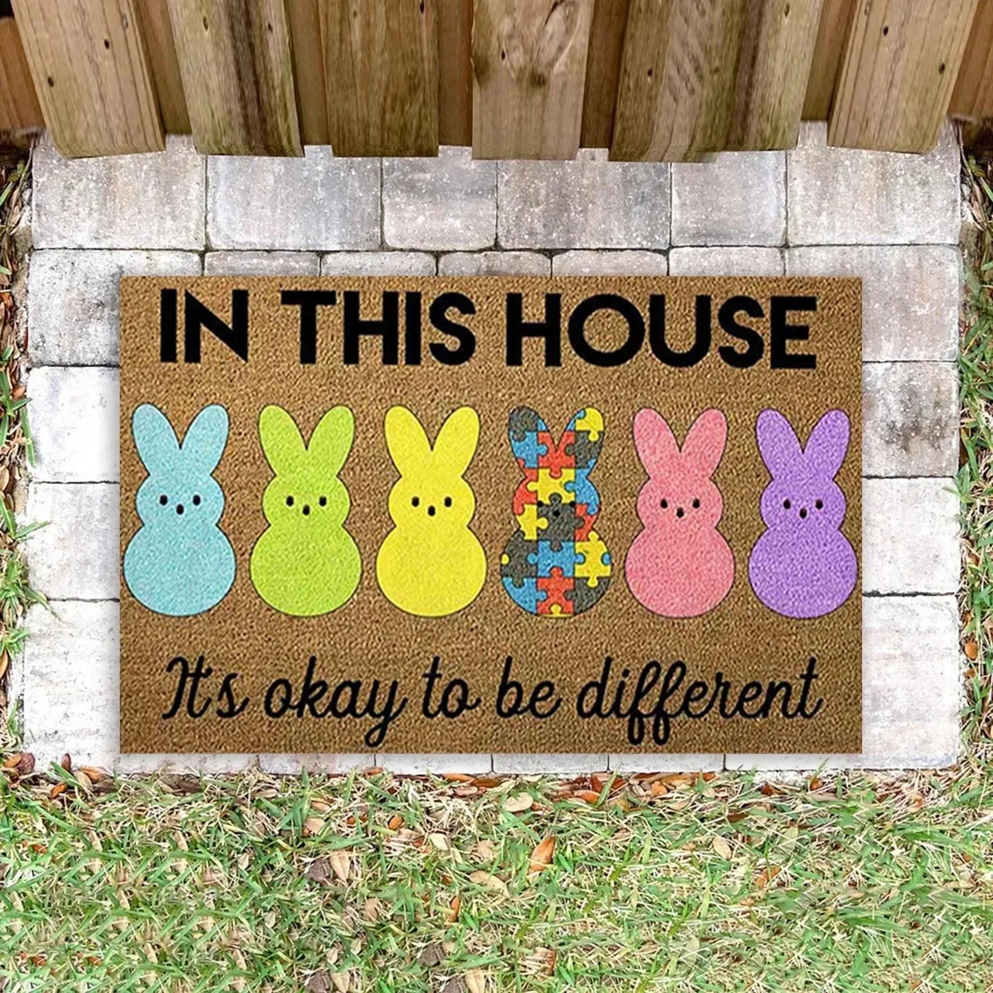 Non-Slip Cartoon Bunny Rabbit Doormat 24 x 16 Inch