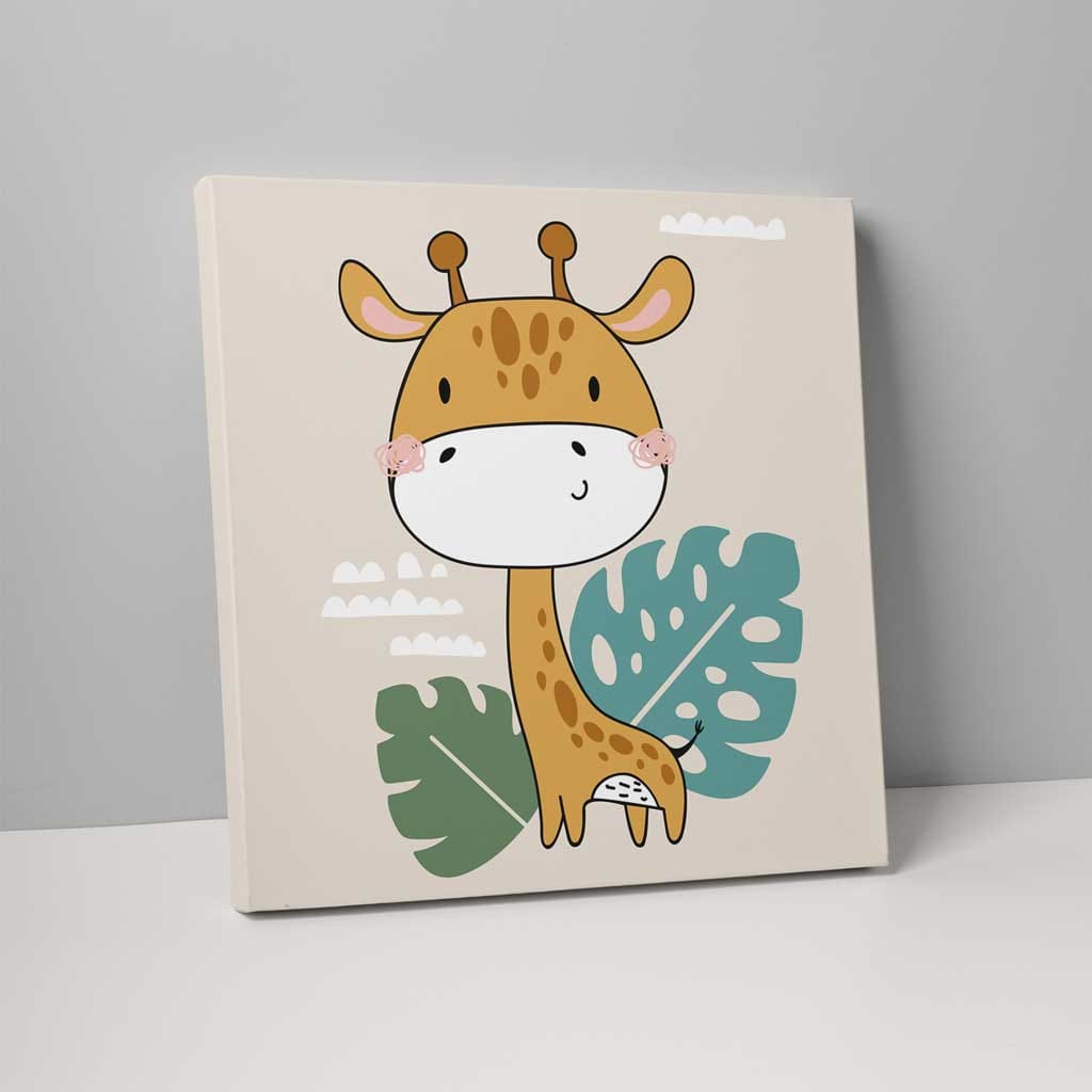 Beige and Yellow Giraffe Canvas Wall Art