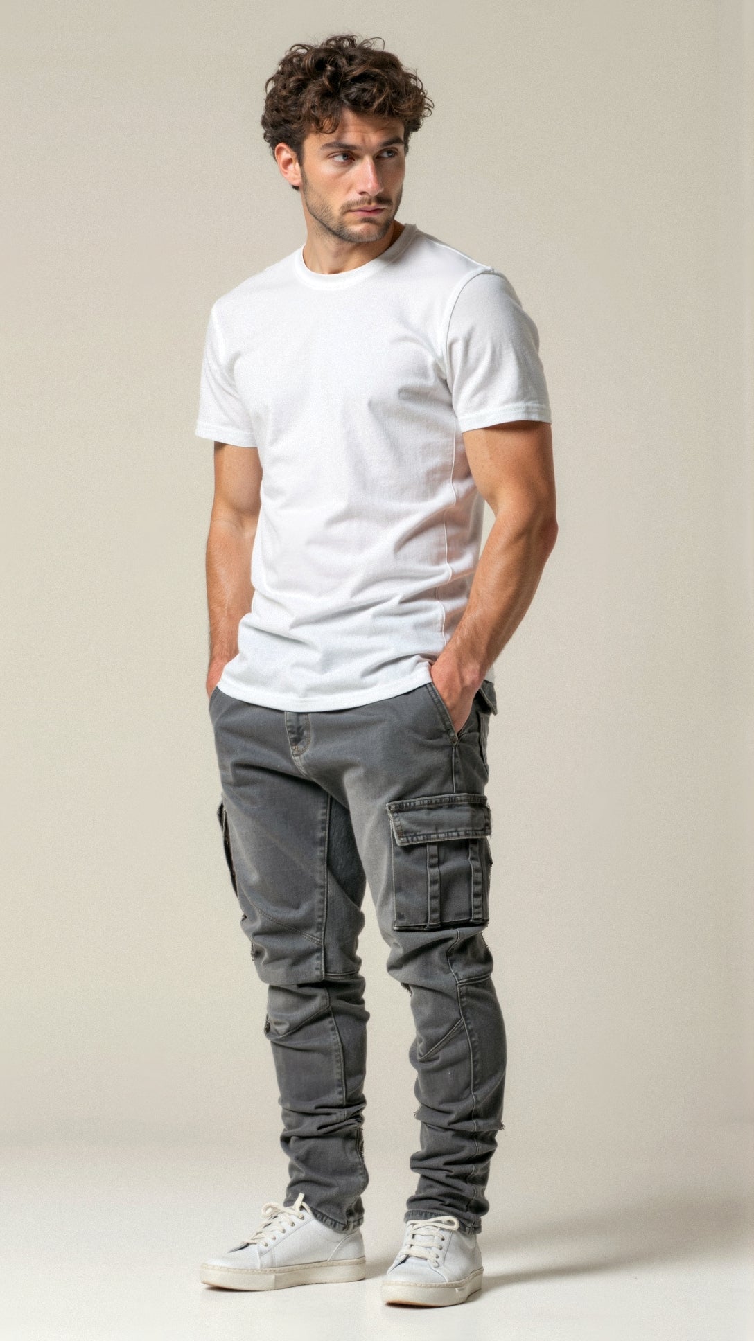 Stretch Cargo Jeans for Men with Flexible Fit and Pockets