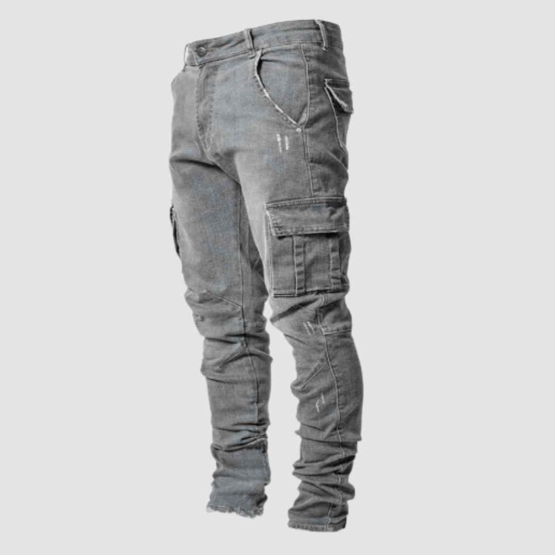 Stretch Cargo Jeans for Men with Flexible Fit and Pockets