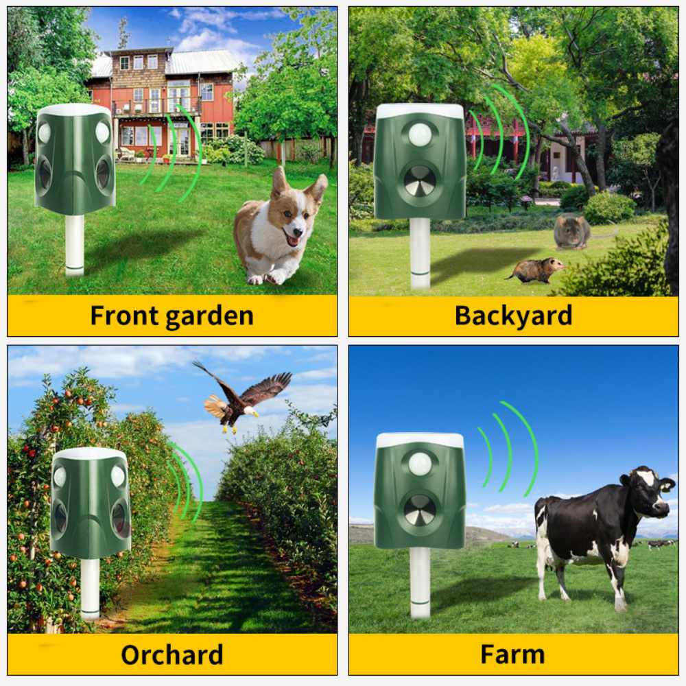360° Ultrasonic Animal Deterrent Solar-Powered Repeller