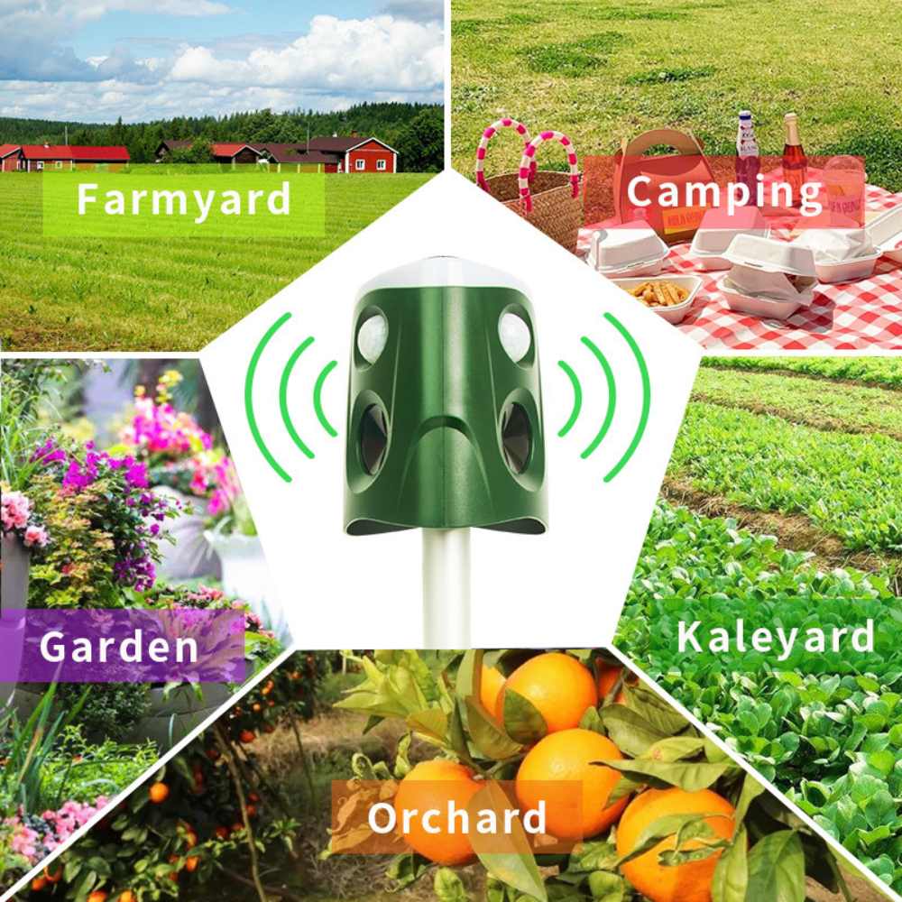 360° Ultrasonic Animal Deterrent Solar-Powered Repeller