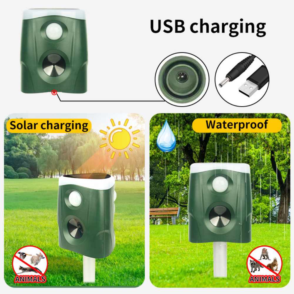 360° Ultrasonic Animal Deterrent Solar-Powered Repeller