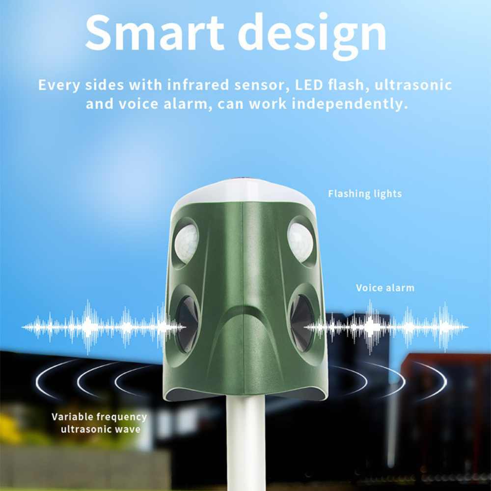 360° Ultrasonic Animal Deterrent Solar-Powered Repeller