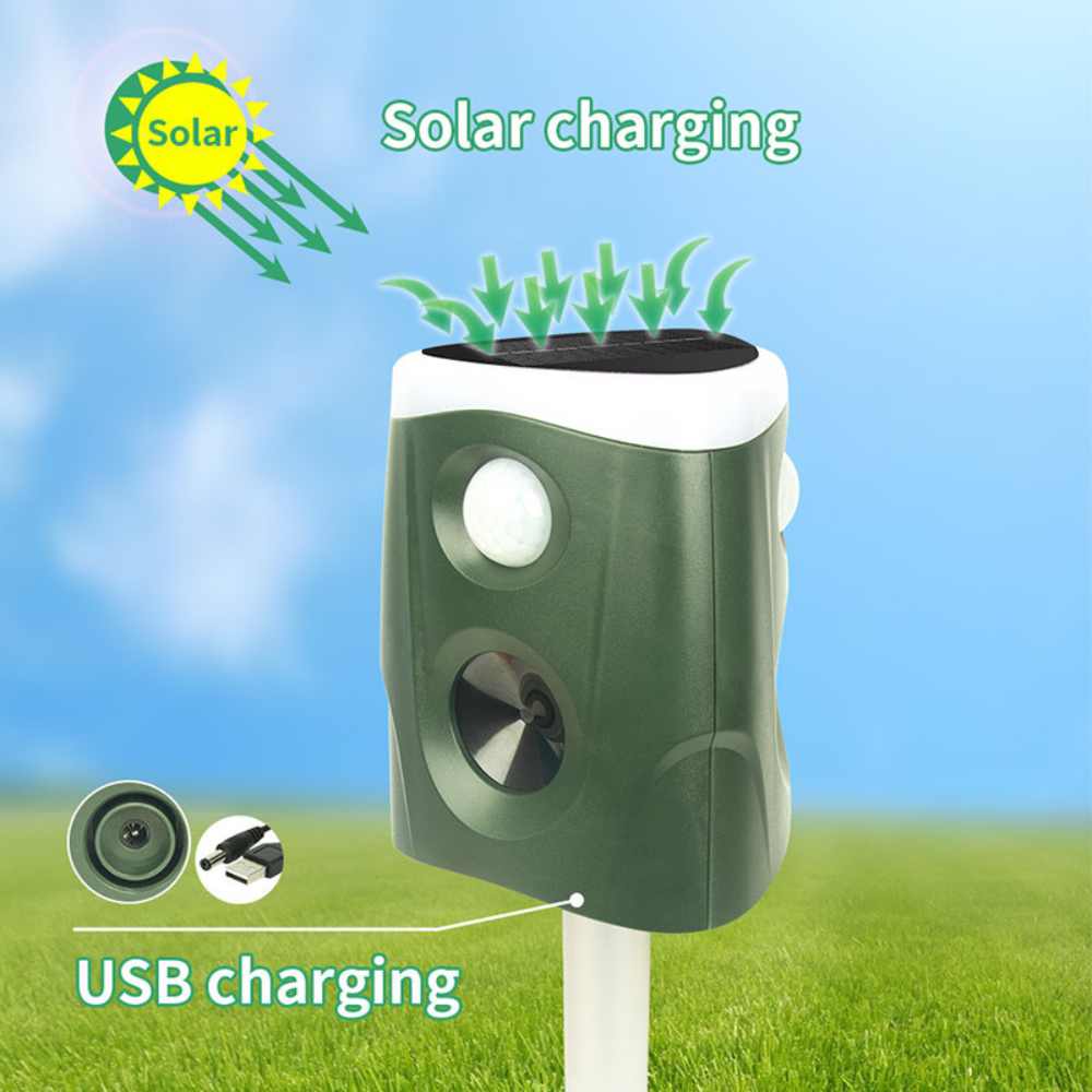 360° Ultrasonic Animal Deterrent Solar-Powered Repeller