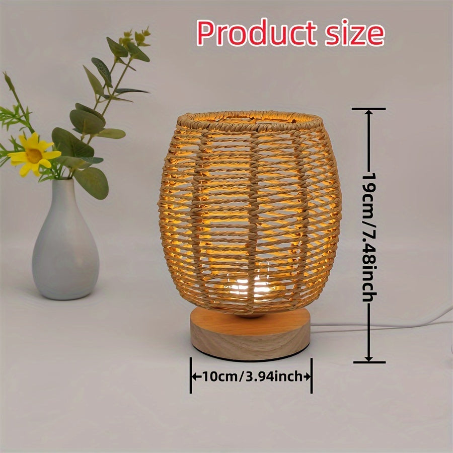 Handmade Wood Table Lamp with Warm LED Light