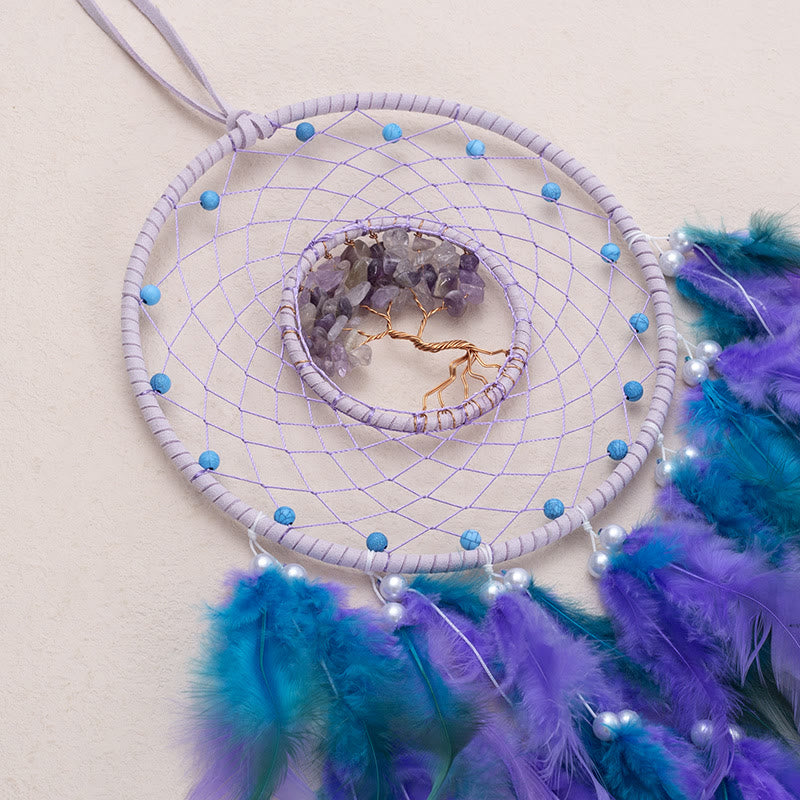 Crystal Tree of Life Dreamcatcher with Natural Gemstones