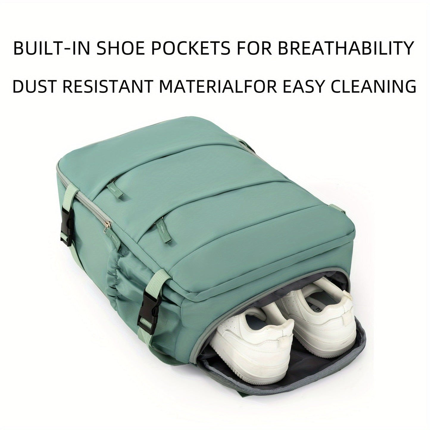 180° Opening Nylon Backpack with Separate Shoe Compartment