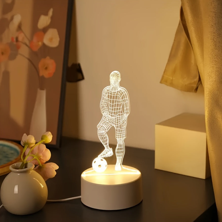 3D Soccer Player LED Table Lamp with USB Power