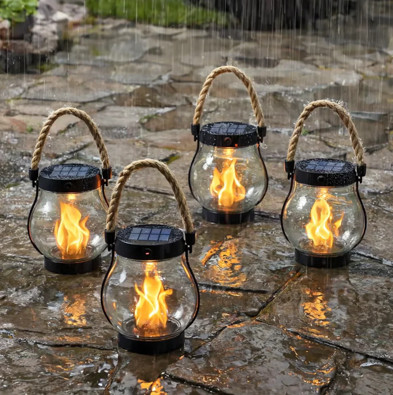 USB Rechargeable Rope Lantern with Hemp Handle and Light-Sensing Function