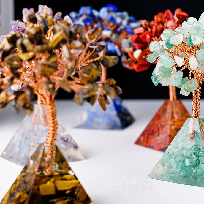Natural Crystal Feng Shui Tree with Pyramid Base