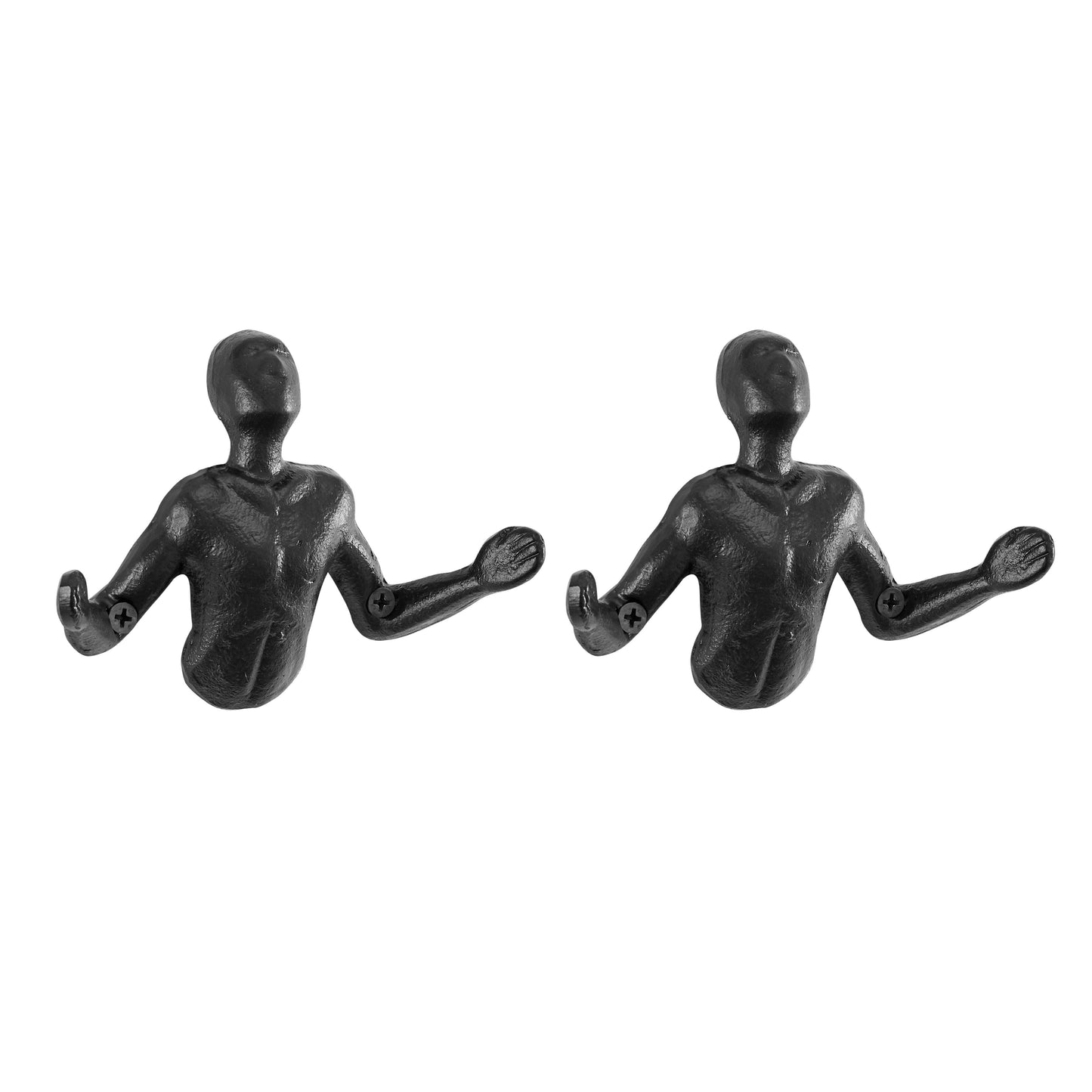 Black Cast Iron "Palms Up" Wall Hooks for Towels and Bags