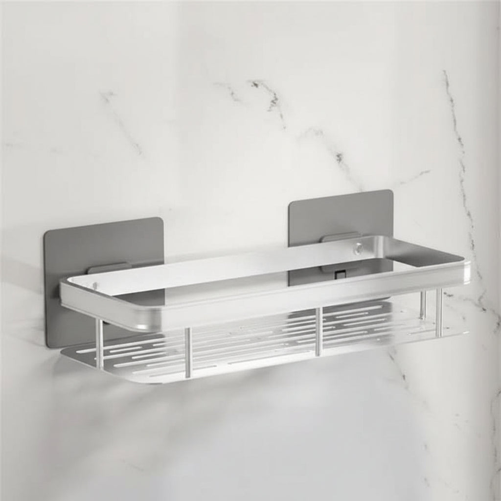 Drill-Free Adhesive Bathroom Shelf - Modern Storage Solution