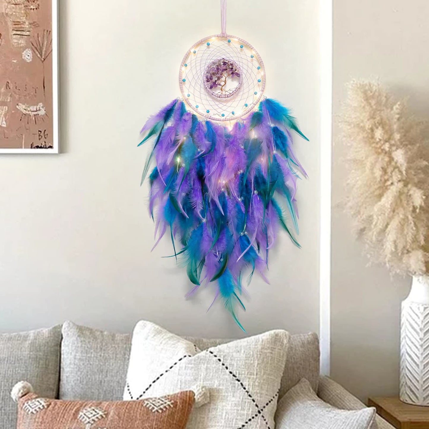 Crystal Tree of Life Dreamcatcher with Natural Gemstones