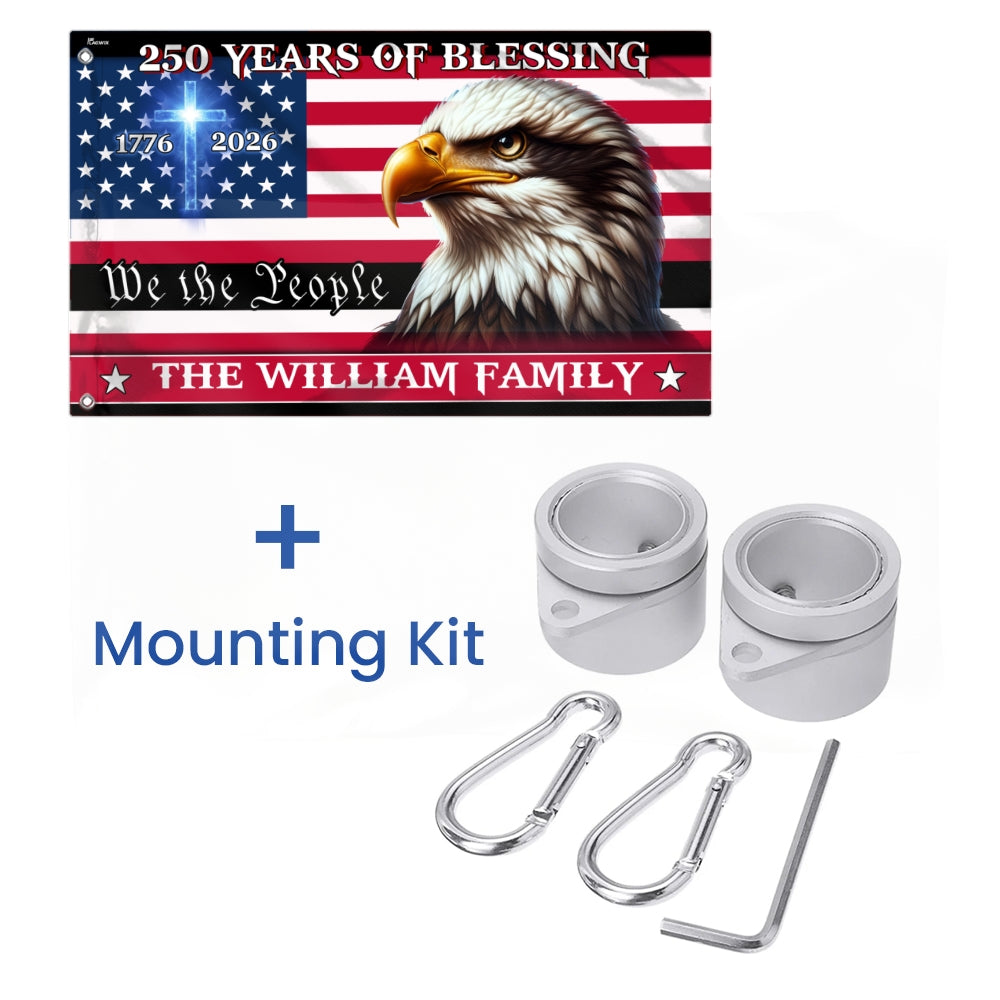 Personalized Patriotic Canvas Flag with Grommets - Custom Name 250 Years of Blessings 1776-2026