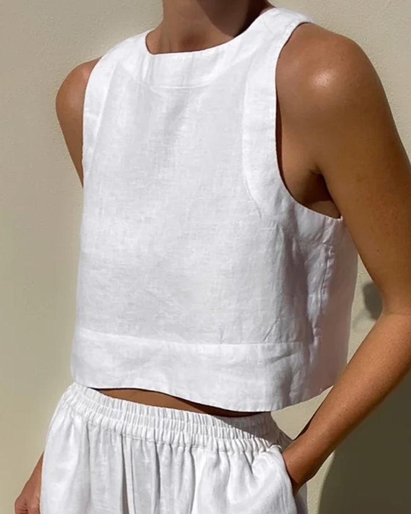 Aminta - Casual Sleeveless Summer Outfit Set