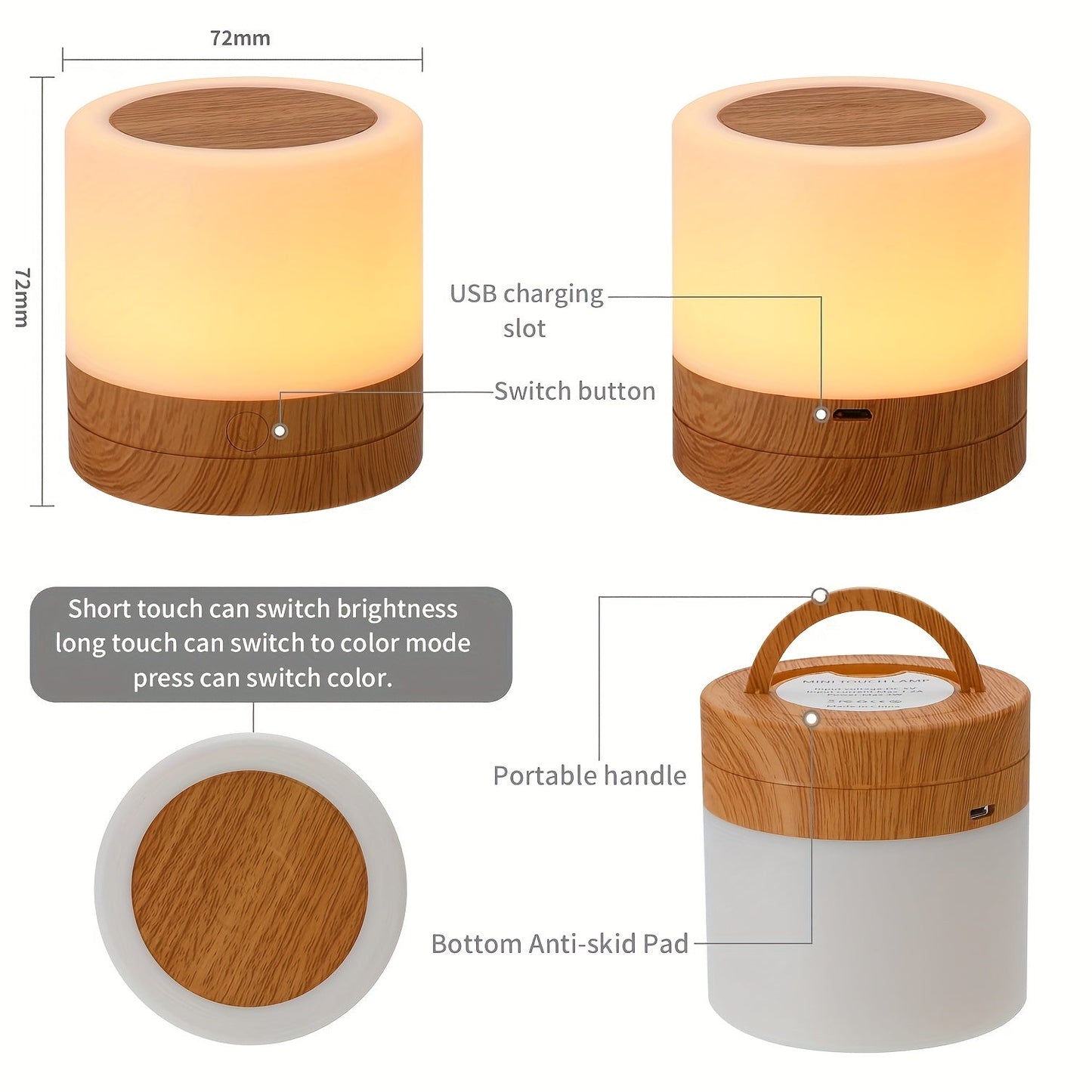 RGB Touch Table Lamp with Remote Control and Dimmable Settings