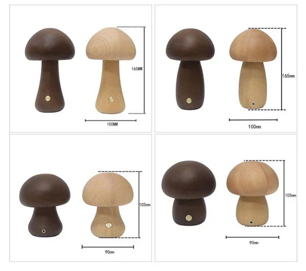 Wooden Mushroom LED Night Light for Kids