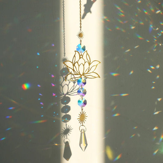 Chakra Crystal Lotus Suncatcher for Positive Energy
