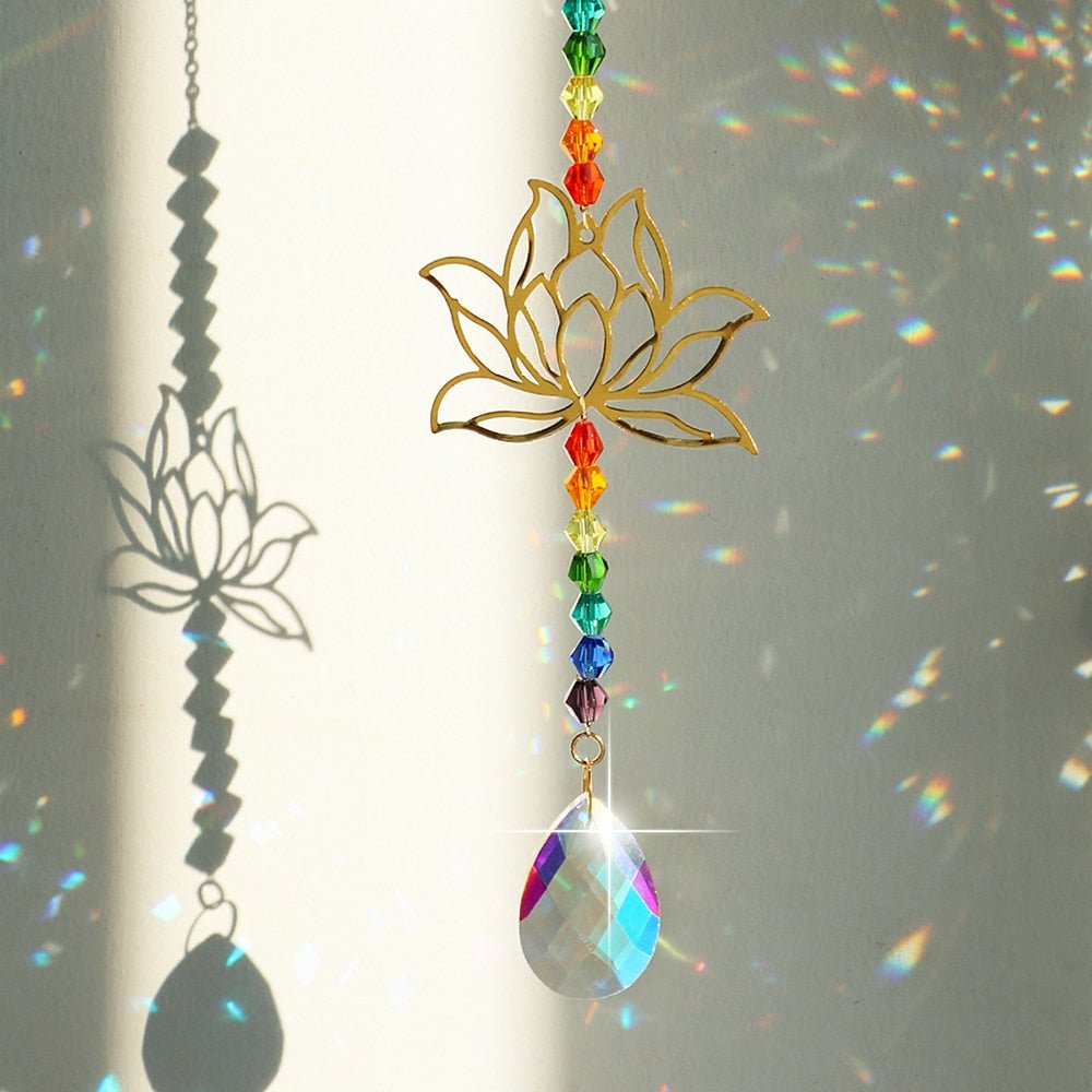 Chakra Crystal Lotus Suncatcher for Positive Energy
