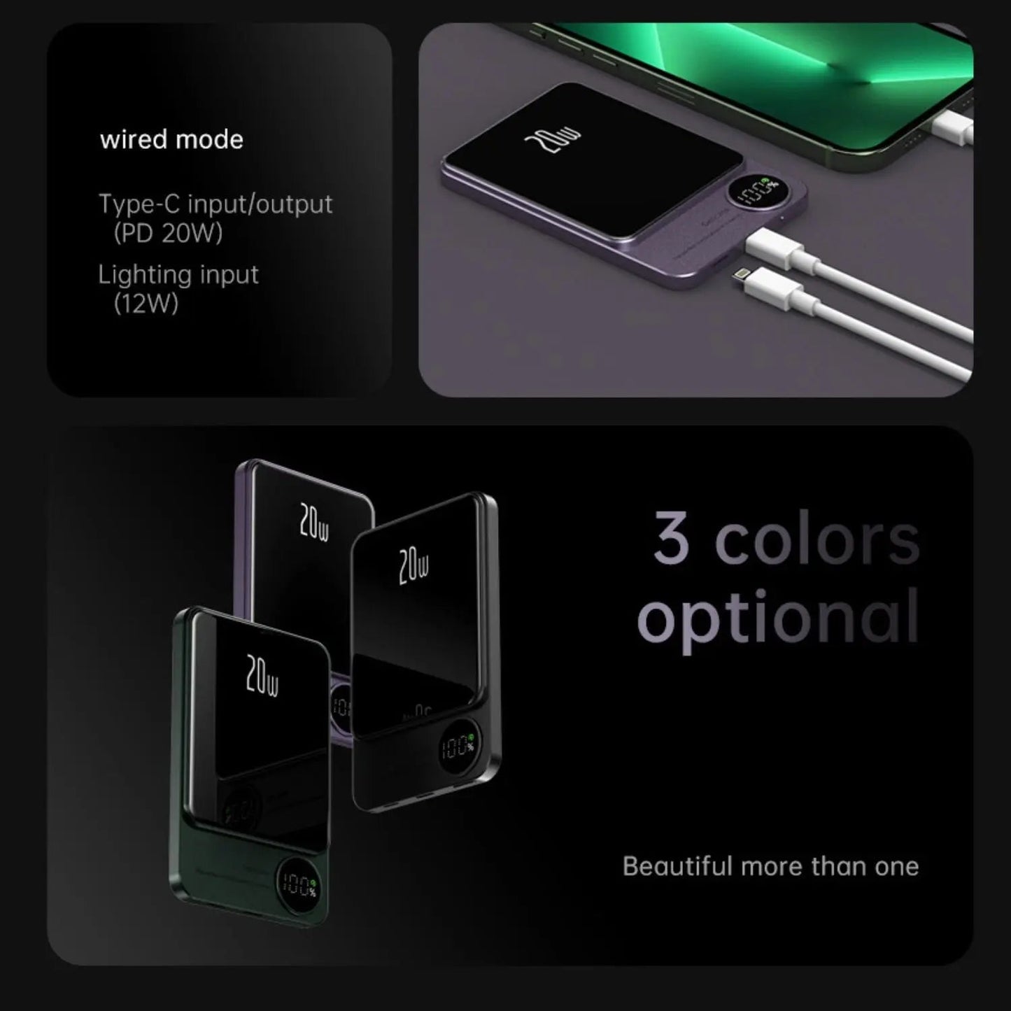 Magnetic Power Bank 10000mAh with Fast Wireless Charging