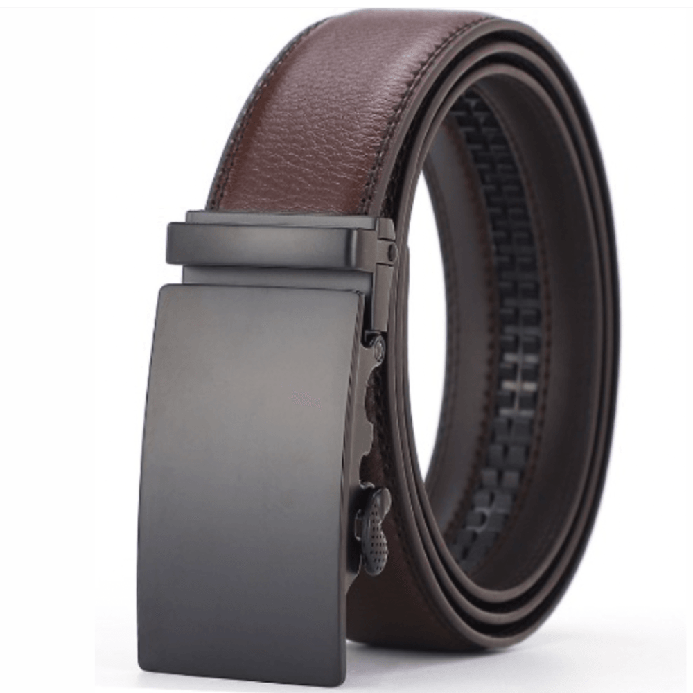 Adjustable PU Leather Dress Belt with Automatic Buckle
