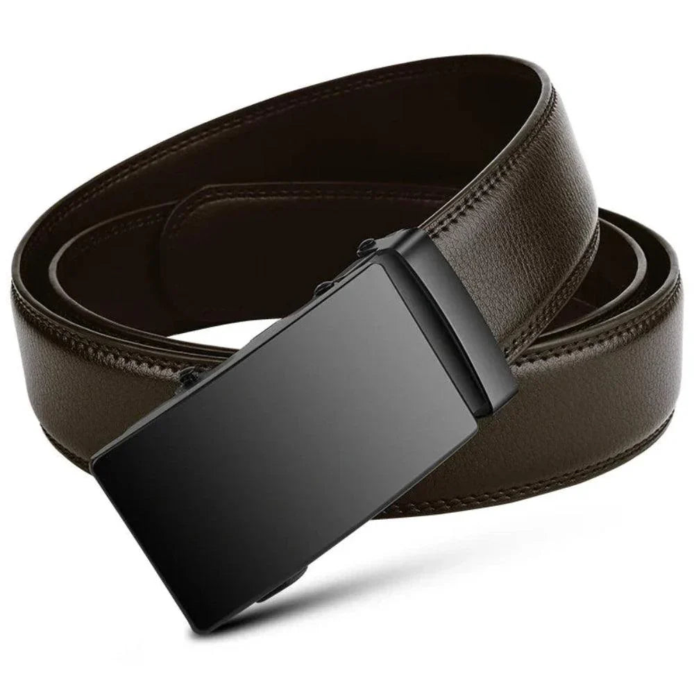 Adjustable PU Leather Dress Belt with Automatic Buckle