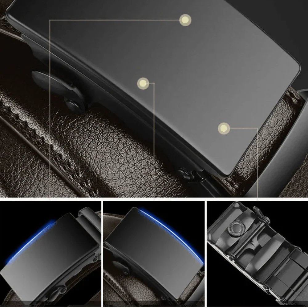 Adjustable PU Leather Dress Belt with Automatic Buckle