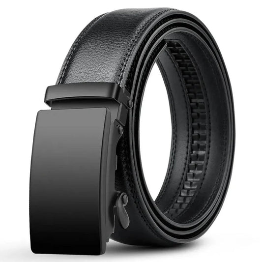 Adjustable PU Leather Dress Belt with Automatic Buckle
