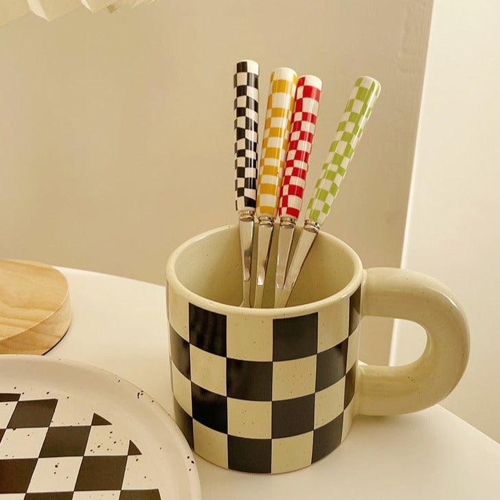Stainless Steel Checkerboard Cutlery Set