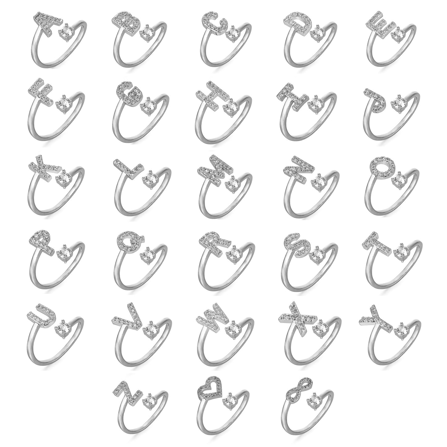Personalized Elegant Letter Ring with Adjustable Fit