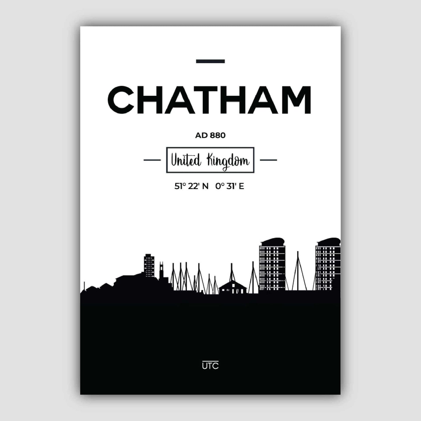 City Skyline Silhouette Art Print on Matte Paper