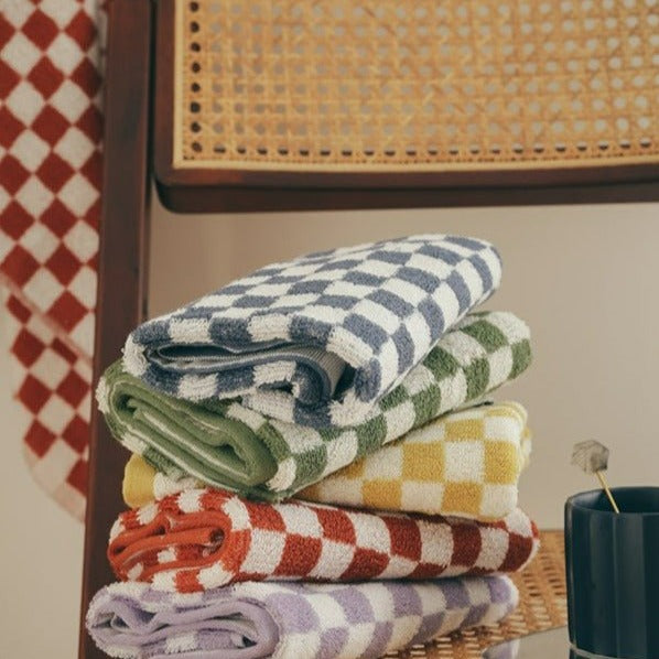Classic Checkerboard Cotton Bath and Hand Towel Set