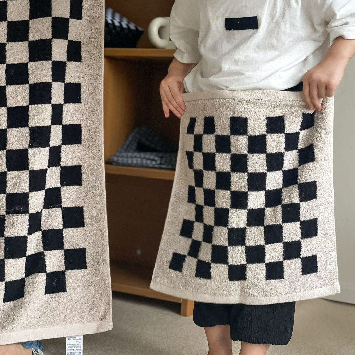 Checkerboard Plus Cotton Bath and Hand Towels