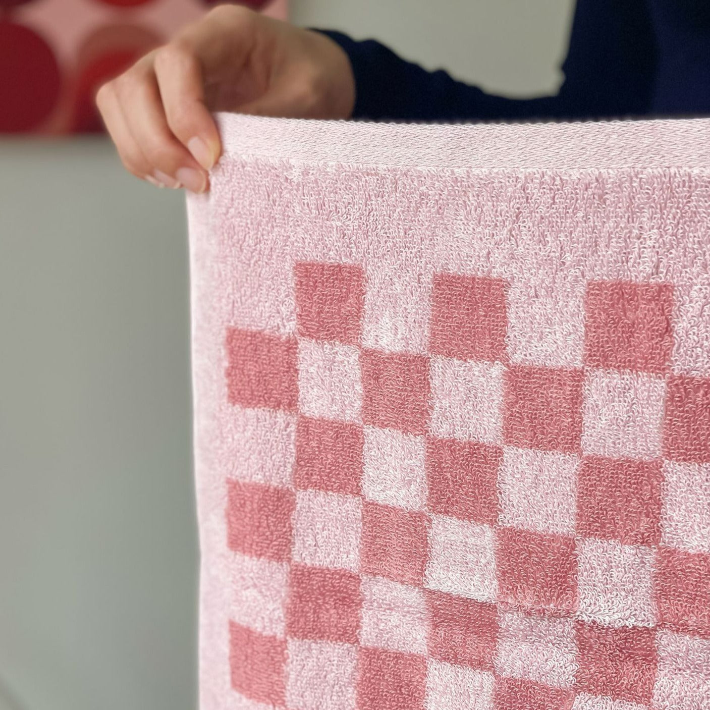Checkerboard Cotton Bath and Hand Towels Set