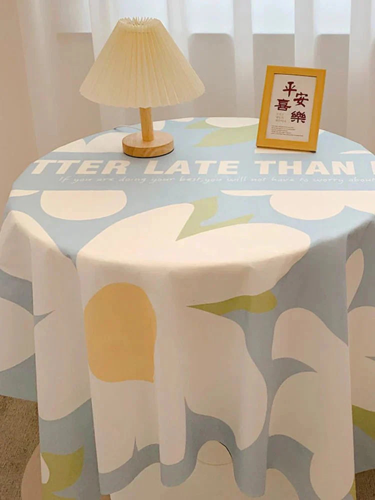 Round Waterproof Checked Cotton Tablecloth