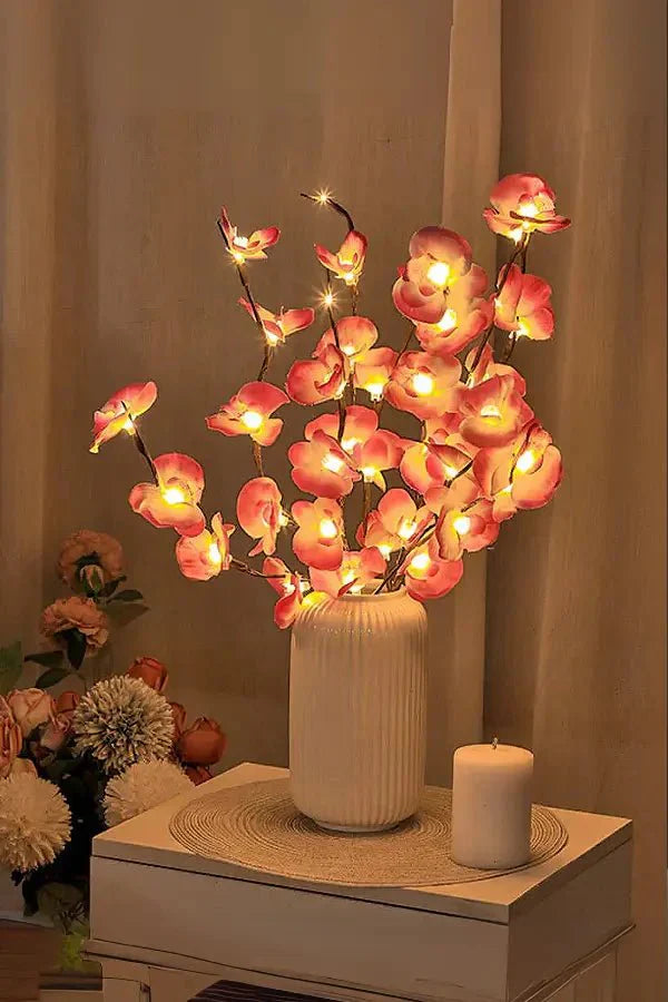LED Flower Branch Lights - Battery-Powered Floral Table Decor