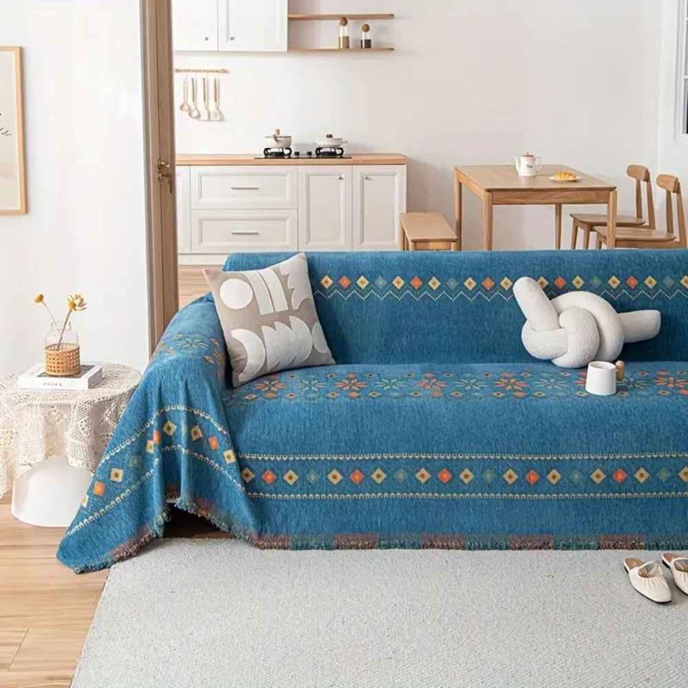 Bohemian Tassel Sofa Cover in Cotton Blend