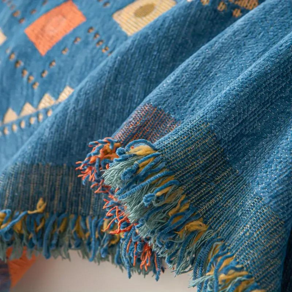 Bohemian Tassel Sofa Cover in Cotton Blend