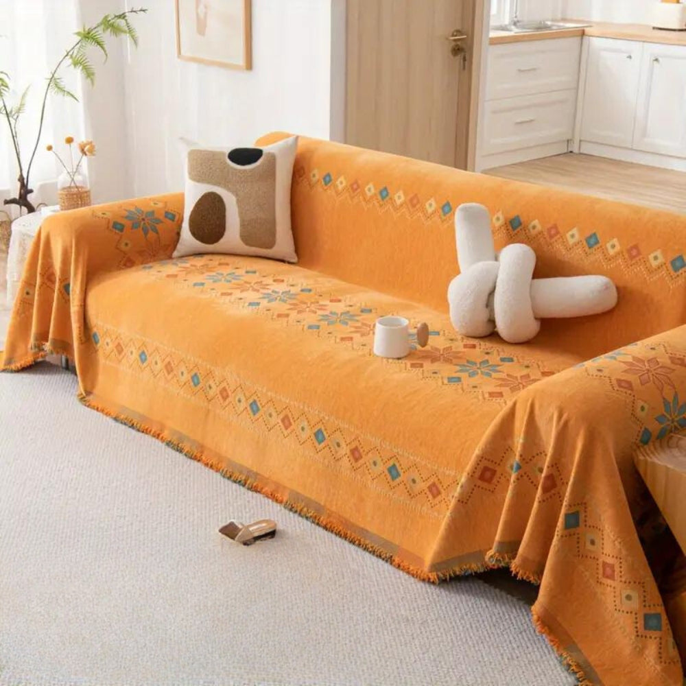 Bohemian Tassel Sofa Cover in Cotton Blend