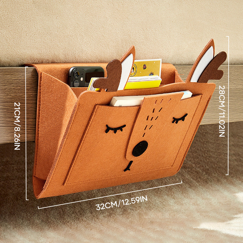 Hanging Felt Nightstand Storage Caddy with Large Pockets