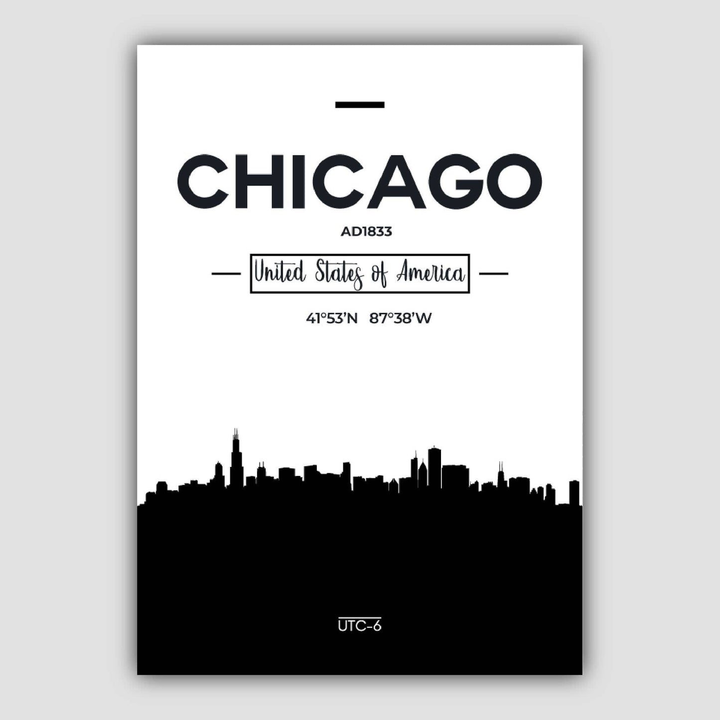 Chicago Skyline Art Print on Premium Matte Paper
