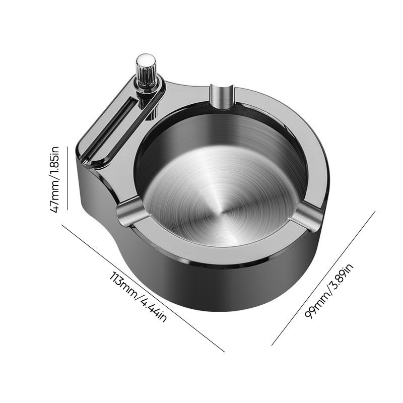Retro Metal Ashtray with Integrated Lighter, Multifunctional Design