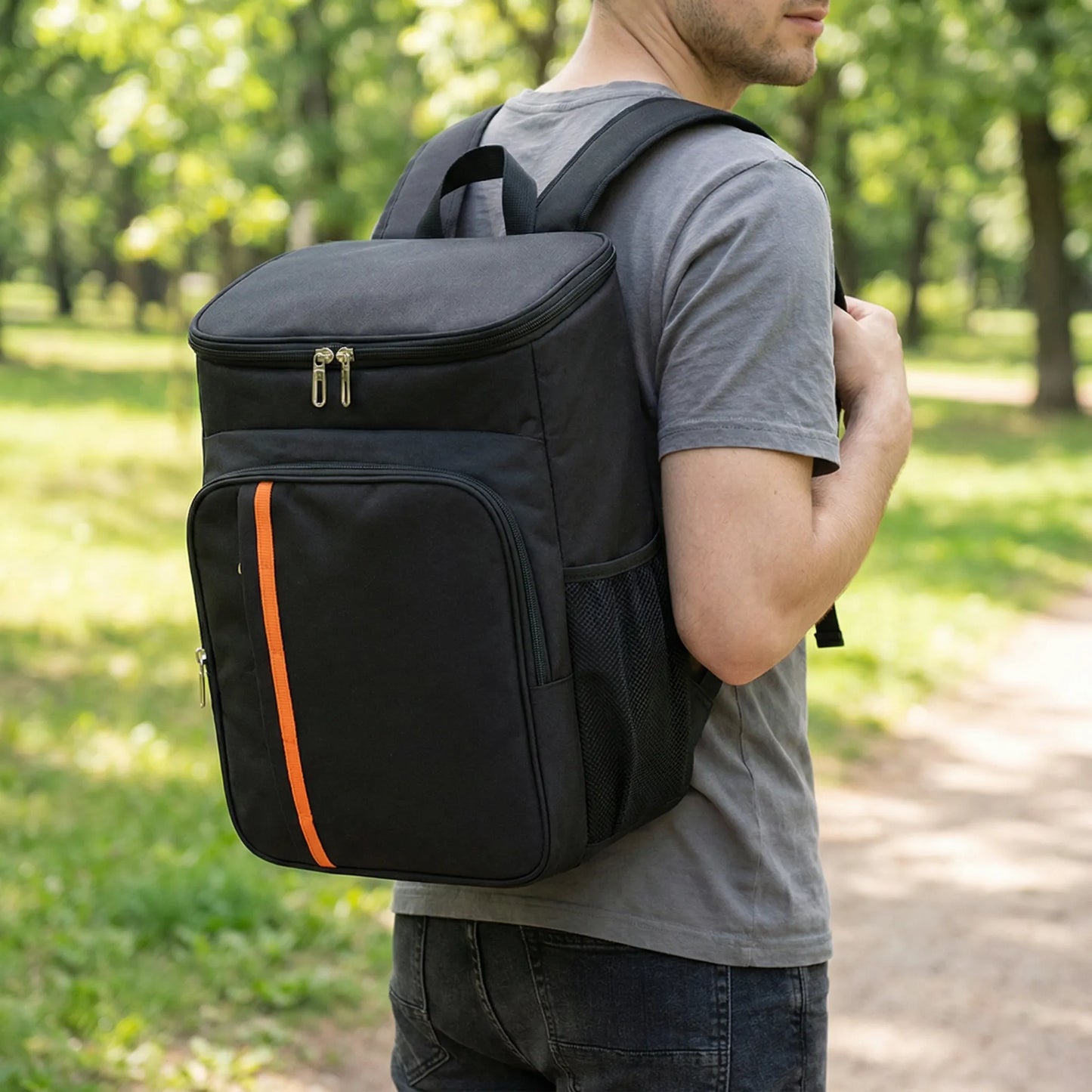 Vertical Cooler Backpack with Padded Straps and Waterproof Design
